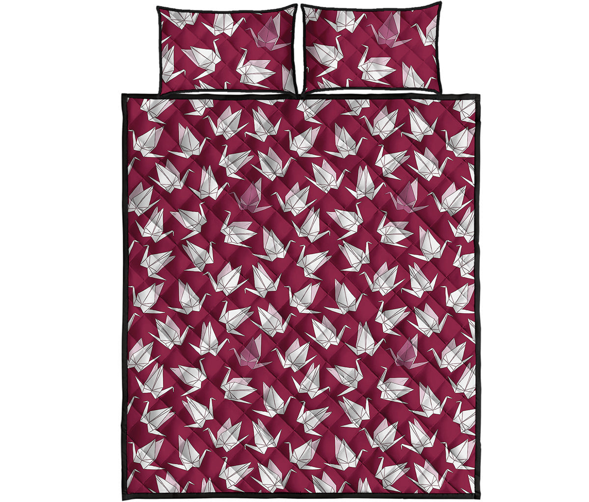 Japanese Origami Crane Pattern Print Quilt Bed Set