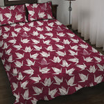 Japanese Origami Crane Pattern Print Quilt Bed Set