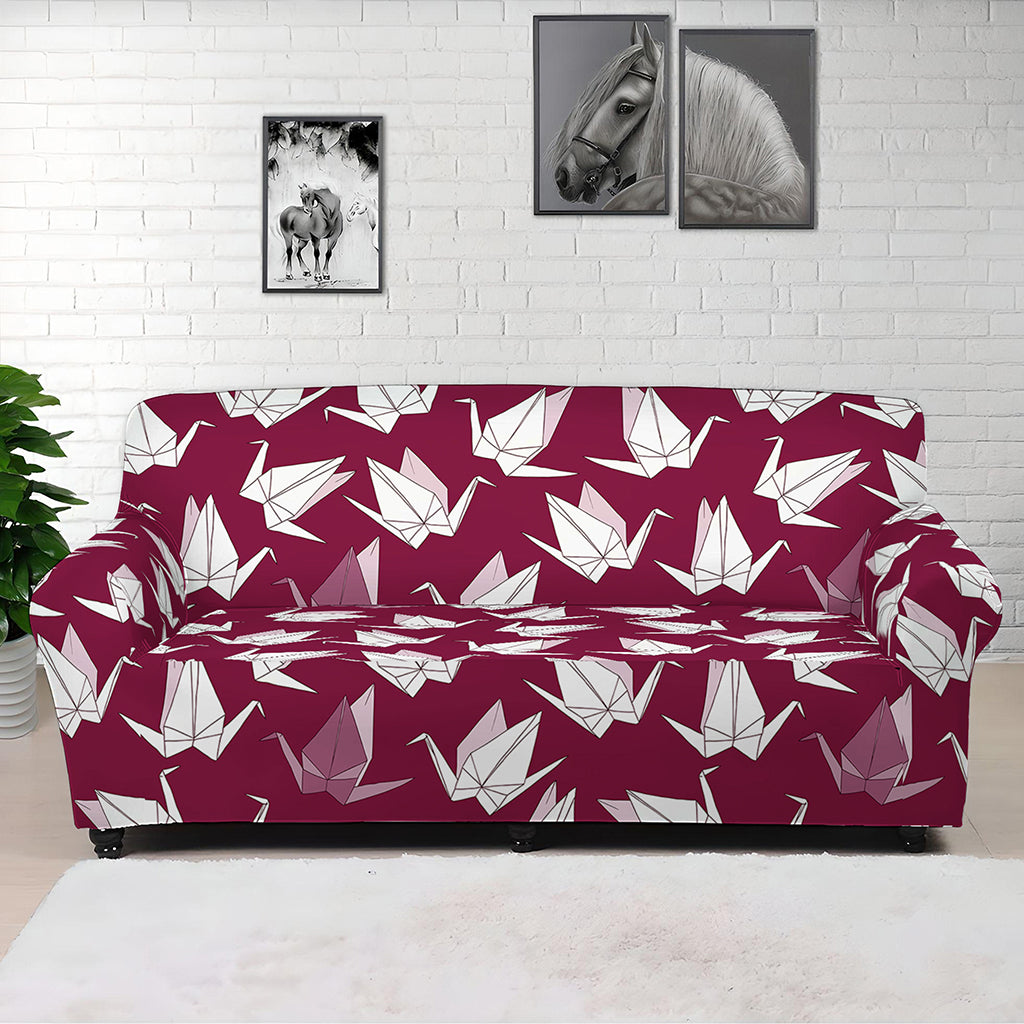 Japanese Origami Crane Pattern Print Sofa Cover