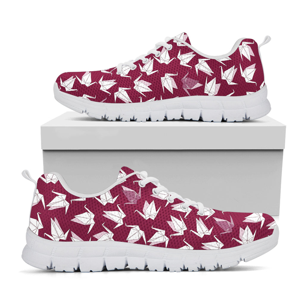 Japanese Origami Crane Pattern Print White Sneakers