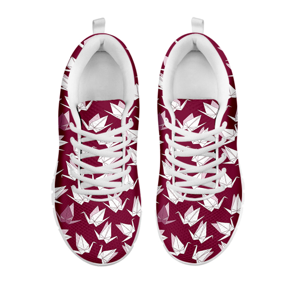 Japanese Origami Crane Pattern Print White Sneakers