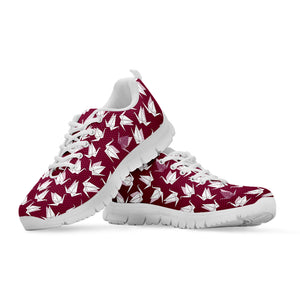 Japanese Origami Crane Pattern Print White Sneakers