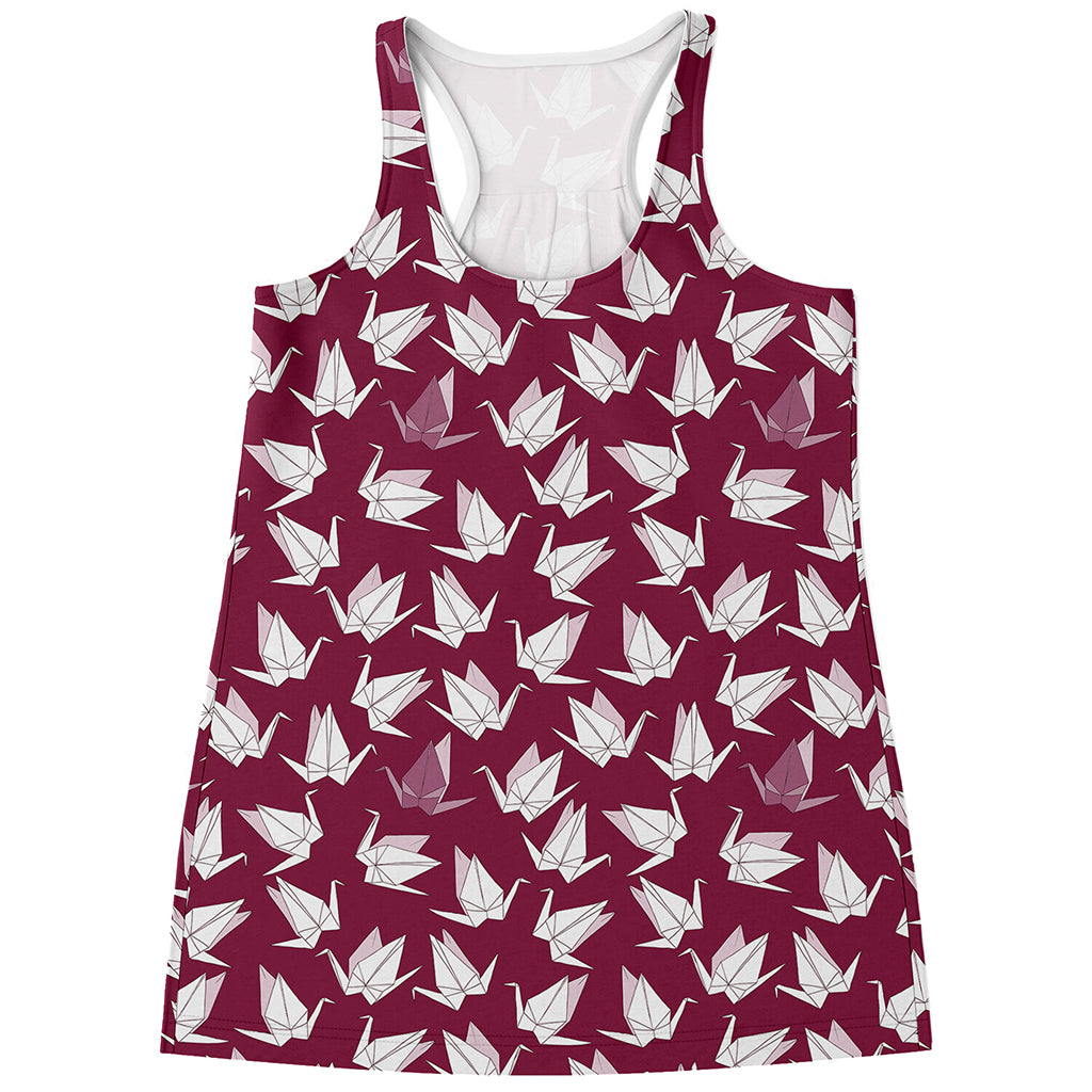 Japanese Origami Crane Pattern Print Women's Racerback Tank Top