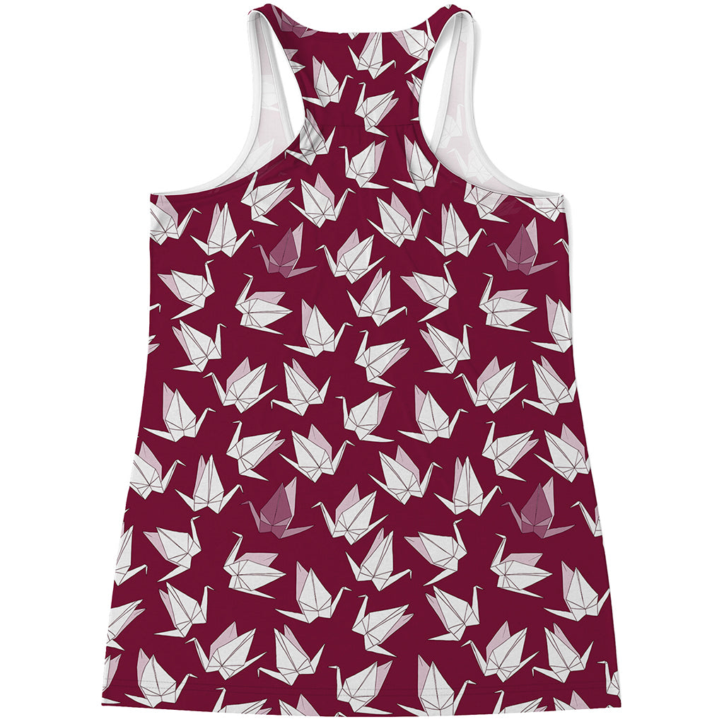 Japanese Origami Crane Pattern Print Women's Racerback Tank Top