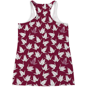 Japanese Origami Crane Pattern Print Women's Racerback Tank Top