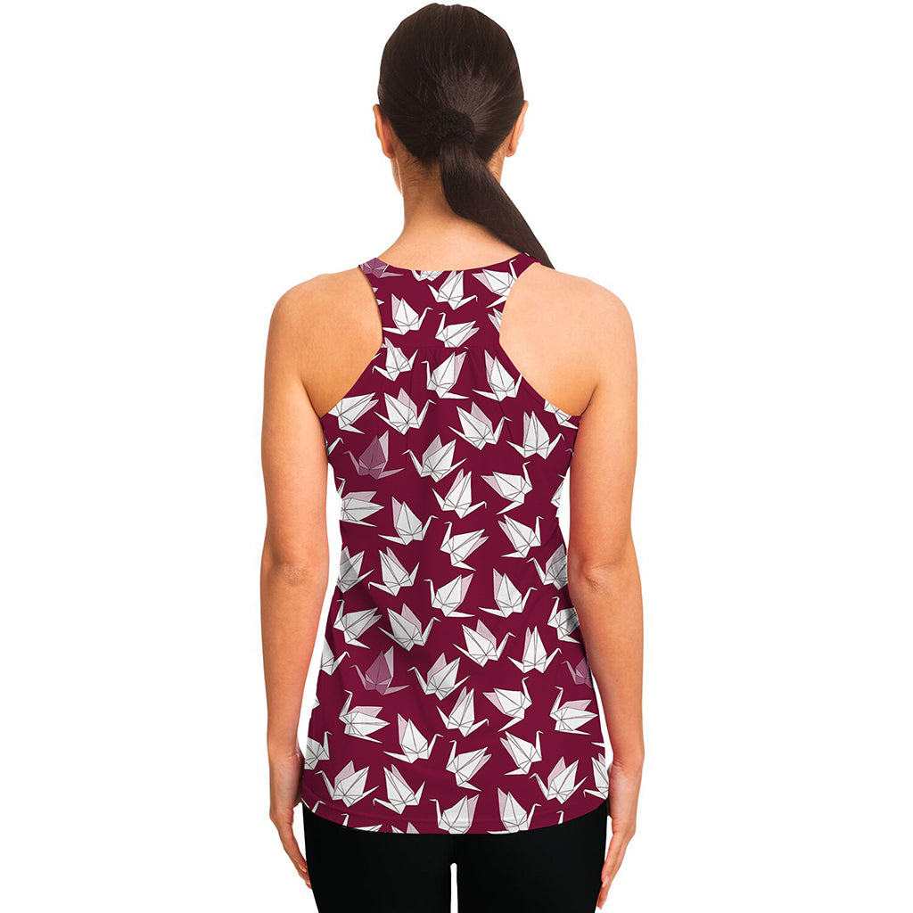 Japanese Origami Crane Pattern Print Women's Racerback Tank Top