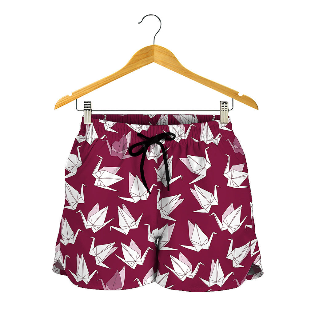 Japanese Origami Crane Pattern Print Women's Shorts