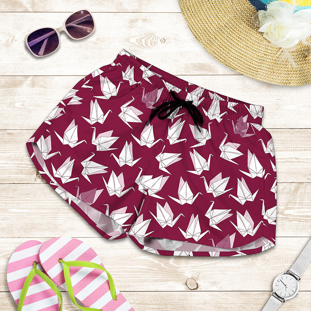 Japanese Origami Crane Pattern Print Women's Shorts