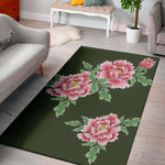 Japanese Peony Print Area Rug
