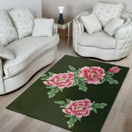 Japanese Peony Print Area Rug