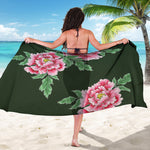 Japanese Peony Print Beach Sarong Wrap