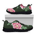 Japanese Peony Print Black Running Shoes