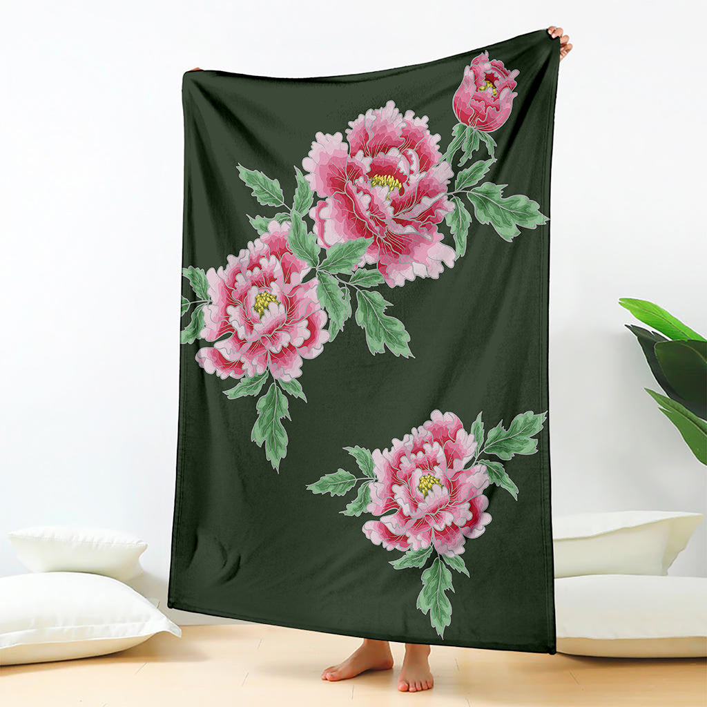Japanese Peony Print Blanket