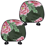 Japanese Peony Print Car Headrest Covers