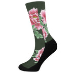 Japanese Peony Print Crew Socks