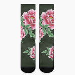 Japanese Peony Print Crew Socks
