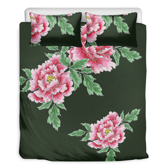 Japanese Peony Print Duvet Cover Bedding Set