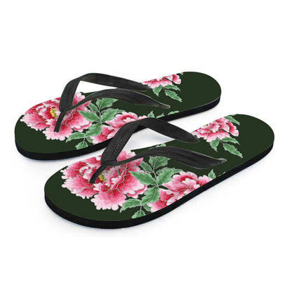 Japanese Peony Print Flip Flops