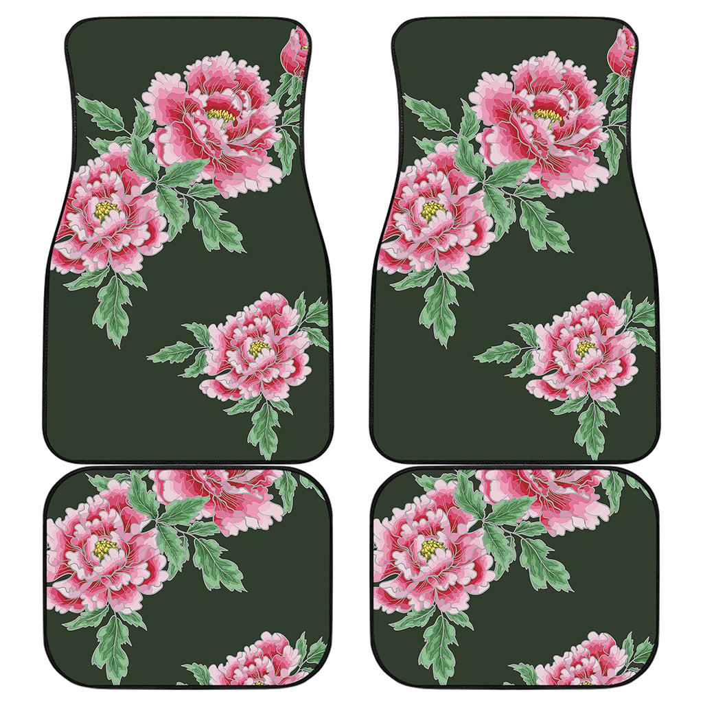 Japanese Peony Print Front and Back Car Floor Mats