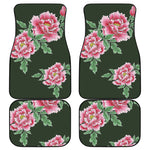 Japanese Peony Print Front and Back Car Floor Mats