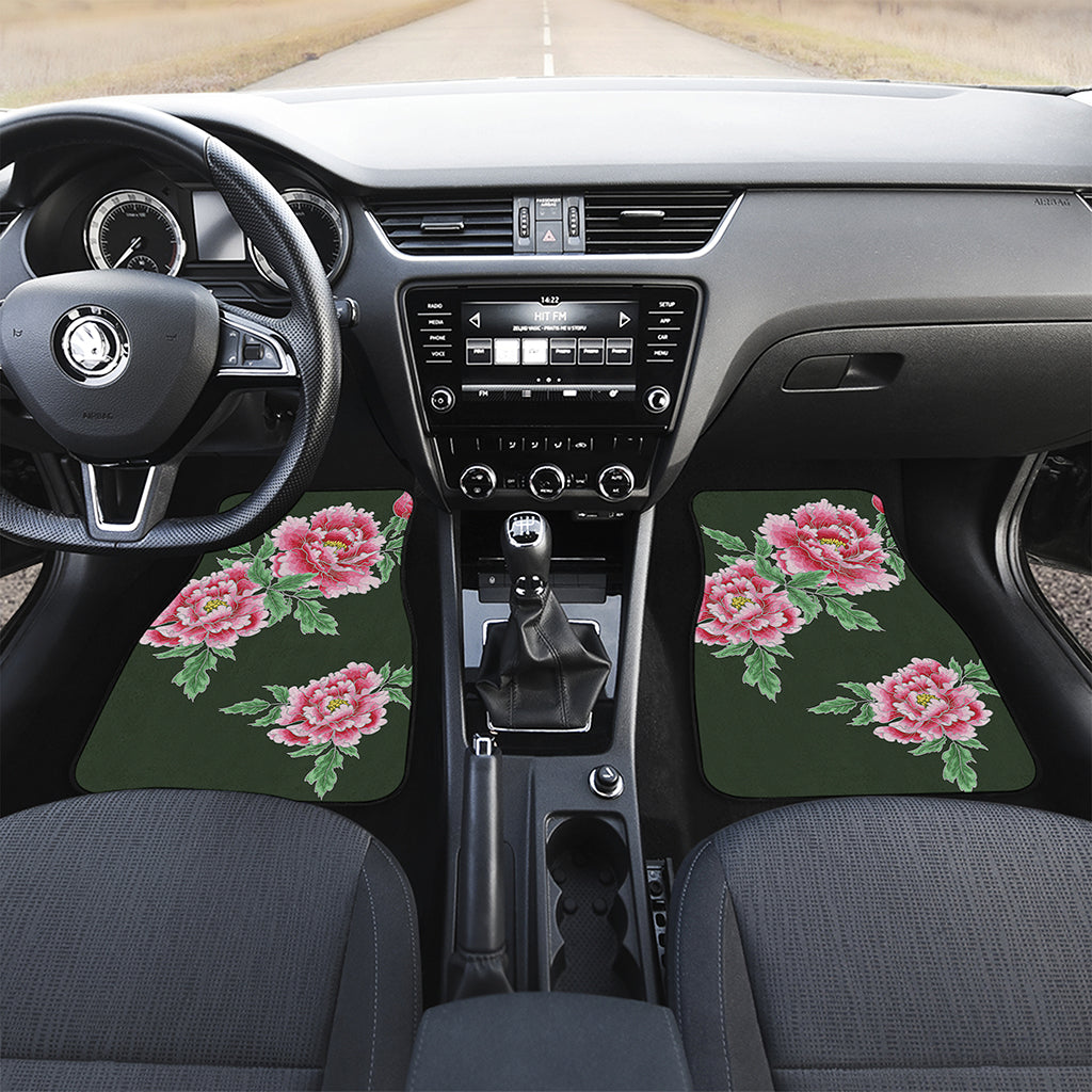 Japanese Peony Print Front and Back Car Floor Mats