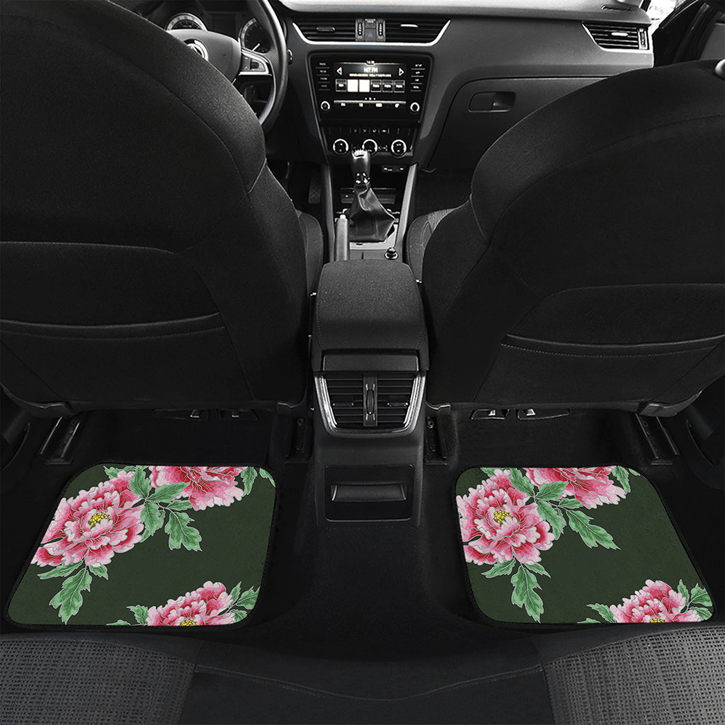 Japanese Peony Print Front and Back Car Floor Mats