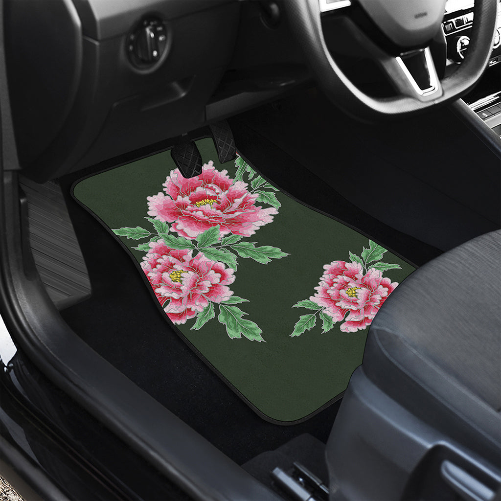 Japanese Peony Print Front and Back Car Floor Mats