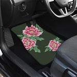 Japanese Peony Print Front and Back Car Floor Mats