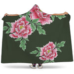Japanese Peony Print Hooded Blanket