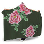 Japanese Peony Print Hooded Blanket