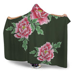Japanese Peony Print Hooded Blanket
