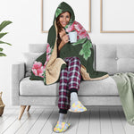 Japanese Peony Print Hooded Blanket