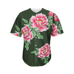 Japanese Peony Print Men's Baseball Jersey