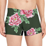 Japanese Peony Print Men's Boxer Briefs