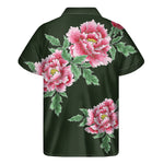 Japanese Peony Print Men's Short Sleeve Shirt