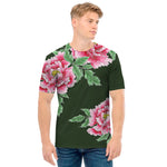 Japanese Peony Print Men's T-Shirt