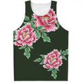 Japanese Peony Print Men's Tank Top