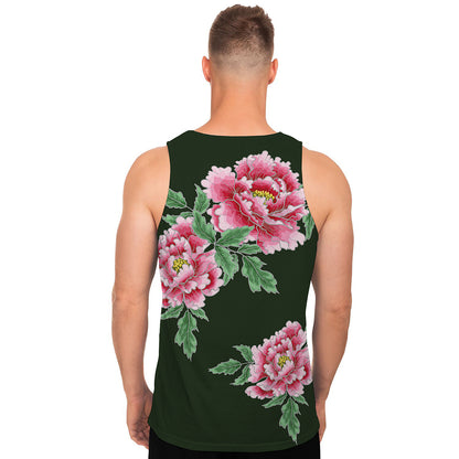 Japanese Peony Print Men's Tank Top