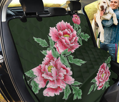 Japanese Peony Print Pet Car Back Seat Cover