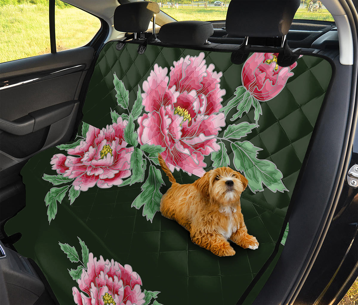Japanese Peony Print Pet Car Back Seat Cover