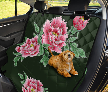 Japanese Peony Print Pet Car Back Seat Cover