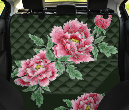 Japanese Peony Print Pet Car Back Seat Cover