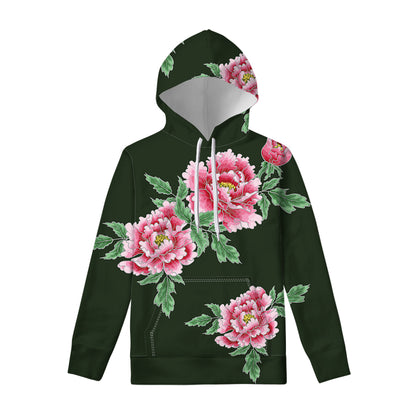 Japanese Peony Print Pullover Hoodie
