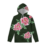 Japanese Peony Print Pullover Hoodie