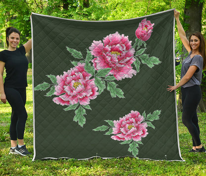 Japanese Peony Print Quilt