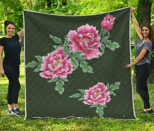 Japanese Peony Print Quilt