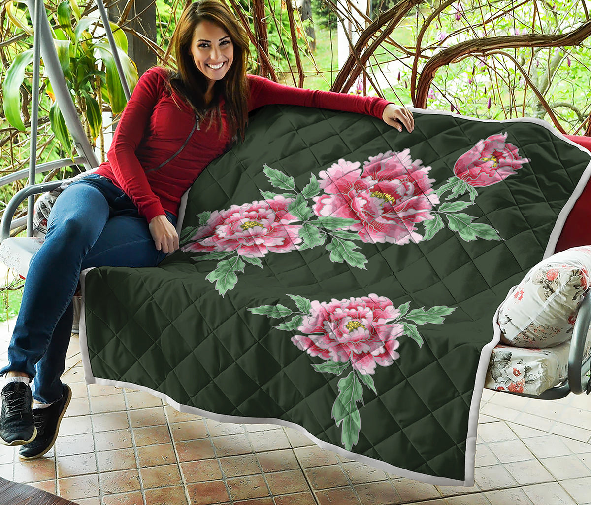 Japanese Peony Print Quilt