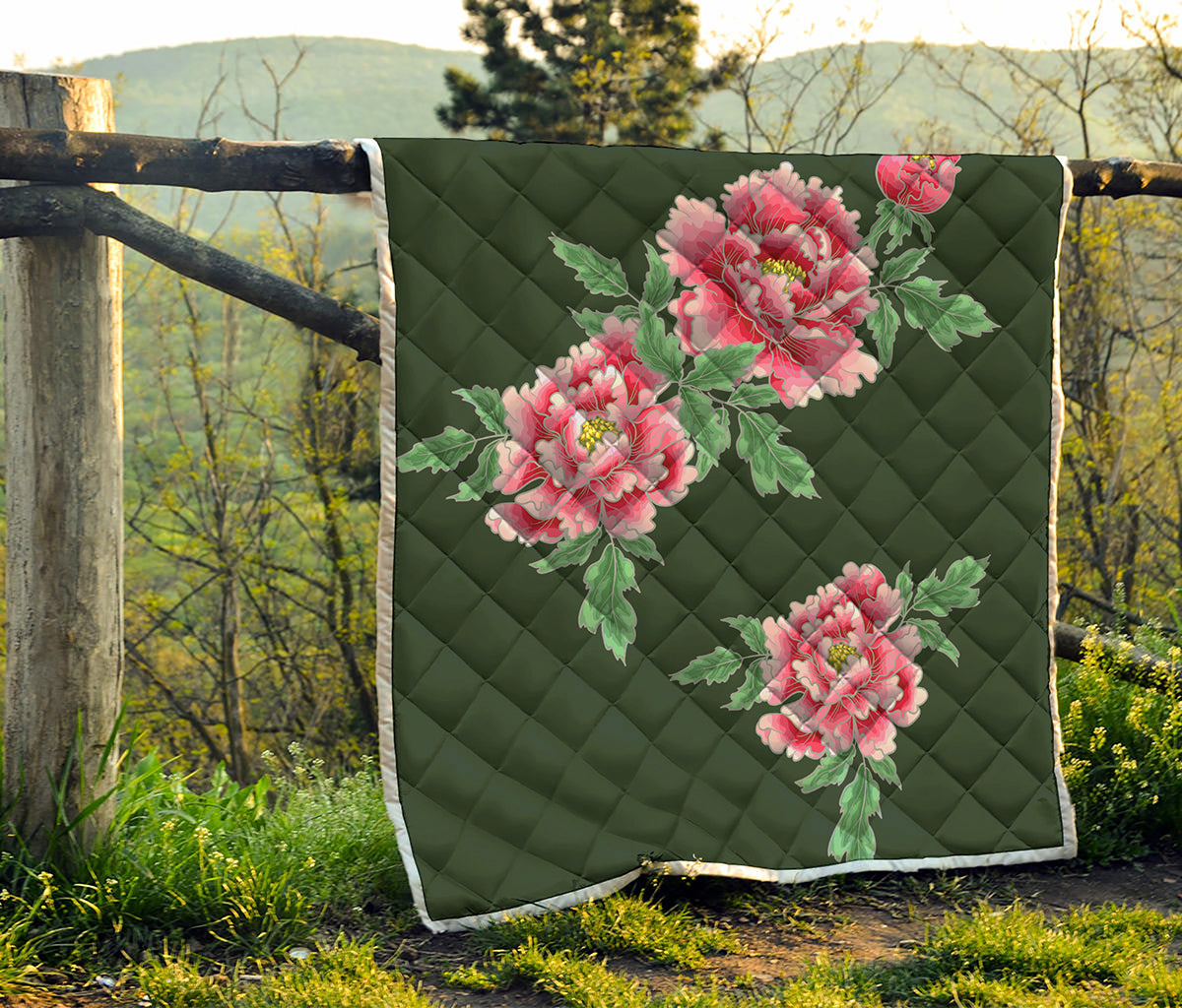 Japanese Peony Print Quilt