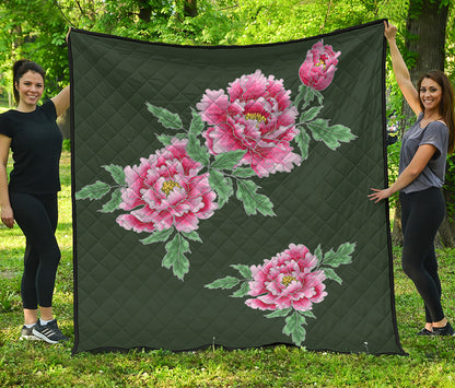 Japanese Peony Print Quilt