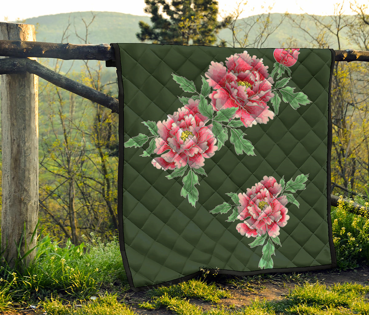 Japanese Peony Print Quilt